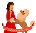 Elegant Woman with Poodle Vector Illustration