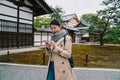 Travel tourist visiting the temple in Kyoto