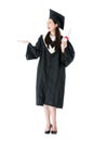 Elegant woman student wearing graduation clothing Royalty Free Stock Photo