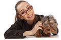 Elegant woman with Yorkshire Terrier Royalty Free Stock Photo