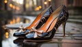 Elegant women high heels shine outdoors, reflecting modern glamour generated by AI