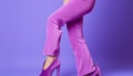 Elegant women in purple high heels exude sensuality and glamour generated by AI