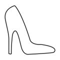 Elegant womens high heel shoe outline icon vector isolated on white background for graphic design, logo, web site, social media,