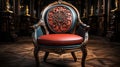 Elegant wood chair with ornate decoration pattern. Generative AI. Royalty Free Stock Photo