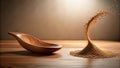 Elegant wooden bowl and spice cascade a study in texture and form. Generative AI Royalty Free Stock Photo