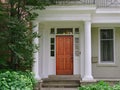 Elegant wooden front door of house