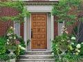 Elegant wooden front door Royalty Free Stock Photo