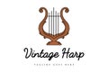 Elegant Wooden Greek Harp Lyre Classic Luxury Gold music instrument Logo design