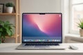 Elegant workspace Asian laptop use clean background efficient business internet