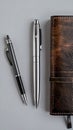 Elegant Writing Tools with a Leather Notebook Royalty Free Stock Photo
