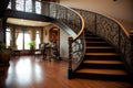 elegant wrought iron staircase in an upscale interior