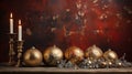 Elegant Xmas banner with beautiful golden Vintage Christmas ball lights