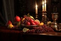 Elegant Yalda night table settings with Royalty Free Stock Photo