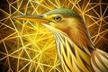 Elegant Yellow Bittern Vector Illustration A Stylish Macro Lens Rendering Featuring Intricate Geometric Patterns and Royalty Free Stock Photo