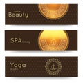 Elegant yoga vector banner. Professional banner templates for yoga studio, yoga website, yoga magazine, publishing, presentation.