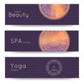 Elegant yoga vector banner. Professional banner templates for yoga studio, yoga website, yoga magazine, publishing, presentation.