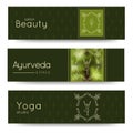 Elegant yoga vector banner. Professional banner templates for yoga studio, yoga website, yoga magazine, publishing, presentation.