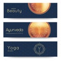 Elegant yoga vector banner. Professional banner templates for yoga studio, yoga website, yoga magazine, publishing, presentation.