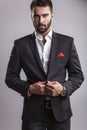 Elegant young handsome man. Studio fashion portrait. Royalty Free Stock Photo