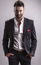 Elegant young handsome man. Studio fashion portrait. Royalty Free Stock Photo