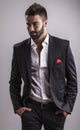 Elegant young handsome man. Studio fashion portrait. Royalty Free Stock Photo