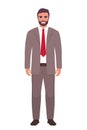 Elegant young man in business suit. Flat sytle illustration of a handsome successful businessman