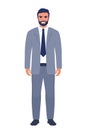 Elegant young man in business suit. Flat sytle illustration of a handsome successful businessman