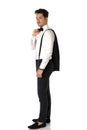 Elegant young man with suit and bow-tie, full Royalty Free Stock Photo