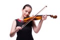 The elegant young violin player isolated on white Royalty Free Stock Photo