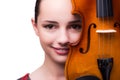 The elegant young violin player isolated on white Royalty Free Stock Photo