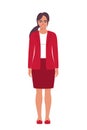 Elegant young woman in business suit. Flat sytle illustration of a handsome successful businesswoman