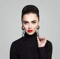 Elegant Young Woman with Hair Bun Hairstyle Royalty Free Stock Photo