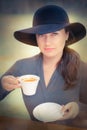 Elegant Young Woman Having Coffee Royalty Free Stock Photo