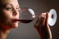 Elegant young woman having a glass of red wine Royalty Free Stock Photo