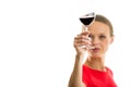 Elegant young woman having a glass of red wine Royalty Free Stock Photo