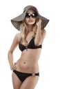 Elegant young woman in swimsuit and summerhat Royalty Free Stock Photo