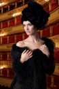 Elegant young woman at the theathre Royalty Free Stock Photo