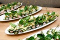 Zucchini Roll-Ups with Smoked Salmon and Greens Royalty Free Stock Photo