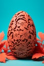 Elegantly adorned easter egg with intricate decorations on a monochrome pastel color studio backdrop