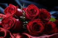 Elegantly arranged red roses on velvet a visual ode to enduring romance, valentine, dating and love proposal image