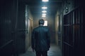 An elegantly dressed businessman in prison AI generated Royalty Free Stock Photo