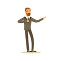 Elegantly dressed male opera singer singing with microphone vector Illustration