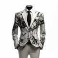 Elegantly Formal Mens White Suit With Conceptual Digital Print Royalty Free Stock Photo