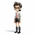 Elegantly Formal Pixel Art Woman: Realistic, Lifelike Skirt And Blouse