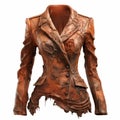 Elegantly Formal Women\'s Brown Jacket With Distressed Fantasy Character Style