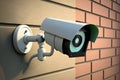 CCTV security camera on brick wall Royalty Free Stock Photo