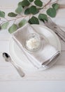 Elegantly served table with linen napkins and silverware