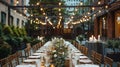 Elegantly Set Long Table With Candles and Place Settings