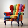 Vivid Multicolored Wood Armchair: Modern American Design