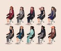 Elegants businesswomen sitting in office chairs